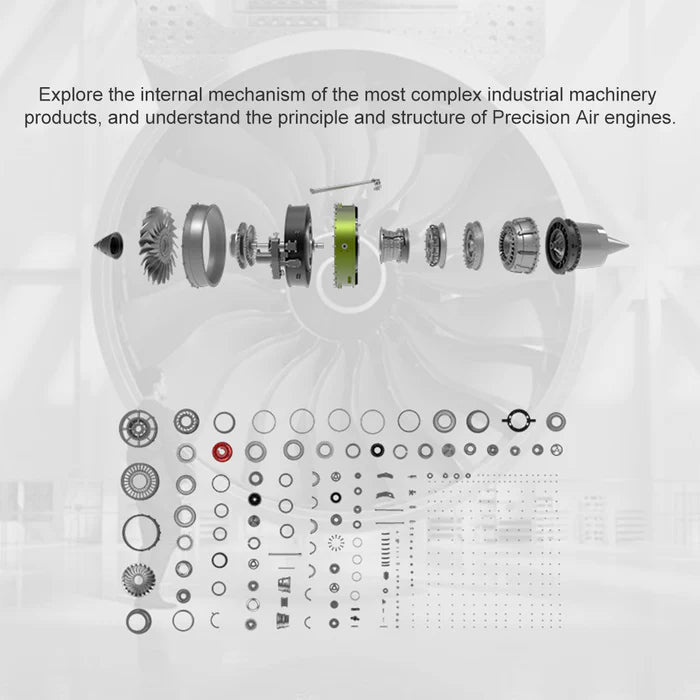 TECHING Jet Engine Model Kit Twin-Spool turbofan Engine Model kit That Works Metal Assembly 1/10 Electric Aircraft Engine Jet Engine Model Craft Gift for Adult - 1000+PCS DM119