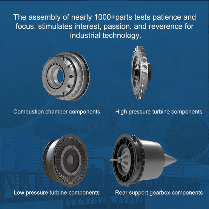 TECHING Jet Engine Model Kit Twin-Spool turbofan Engine Model kit That Works Metal Assembly 1/10 Electric Aircraft Engine Jet Engine Model Craft Gift for Adult - 1000+PCS DM119