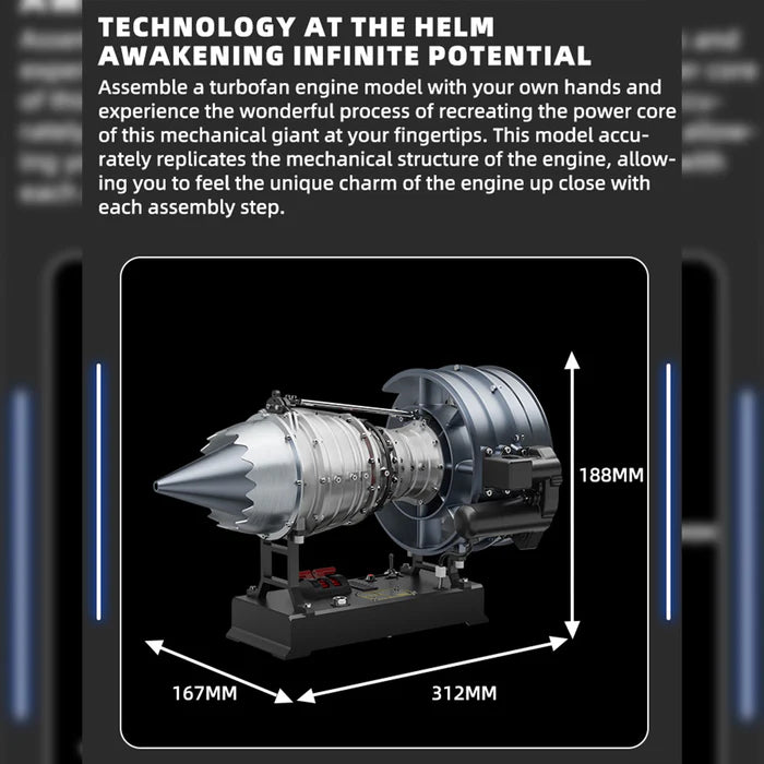 Turbofan Engine Model Kit that Works - Build Your Own Turbofan Engine - TECHING 1/12 Full Metal Dual-Spool Turbofan Engine Model Kit 300+PCS