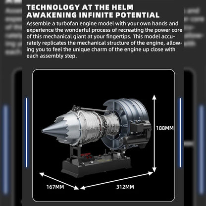 Turbofan Engine Model Kit that Works - Build Your Own Turbofan Engine - TECHING 1/12 Full Metal Dual-Spool Turbofan Engine Model Kit 300+PCS